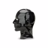 Black latex hood displayed on a mannequin head