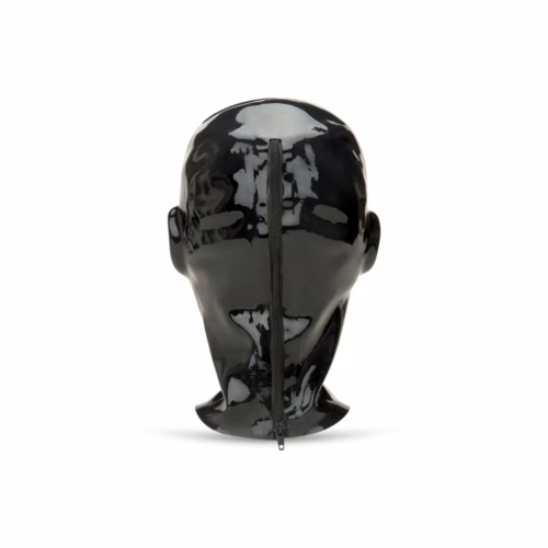 Prowler Red Latex Hood in black with a zipper at the back