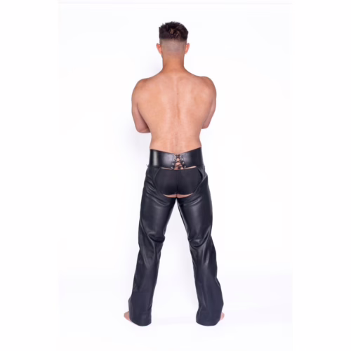Prowler Red Latex Gloves - Black, shown on a model with a bare back