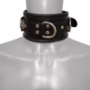 Prowler Red Leather Lockable Collar in black, featuring silver hardware