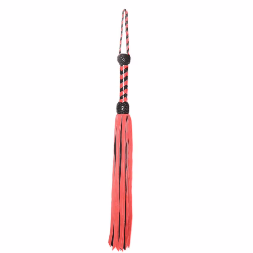 Prowler Red Flogger - Black/Red, 33in, featuring braided handle and long tassels