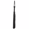 Prowler Red Leather Suede Flogger, a long black suede whip with a braided handle