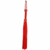 Red leather suede flogger with braided handle and long tails
