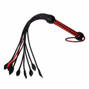 Elevate your playtime with the Prowler Red Short Handle Flogger, designed for thrilling sensations. Prowler Red Short Handle Red And Flogger - Black/Red, One Size