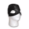 Prowler Red Leather Executioners Hood in black, displayed on a mannequin head