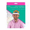 Celebrate pride with the vibrant Inflatable Rainbow Crown! A smiling man wearing an Inflatable Rainbow Crown