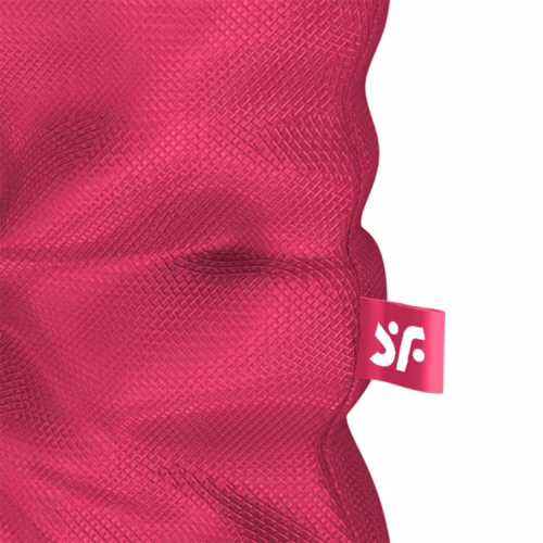 Vibrant pink Satisfyer Treasure Bag with textured surface
