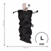 Satisfyer Treasure Bag in black mesh with a Satisfyer device partially visible