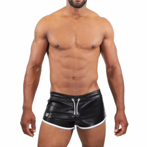 Tof Paris Pilot Shorts in black with white trim on a model