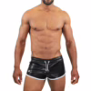 Model wearing black and white Tof Paris Pilot Shorts