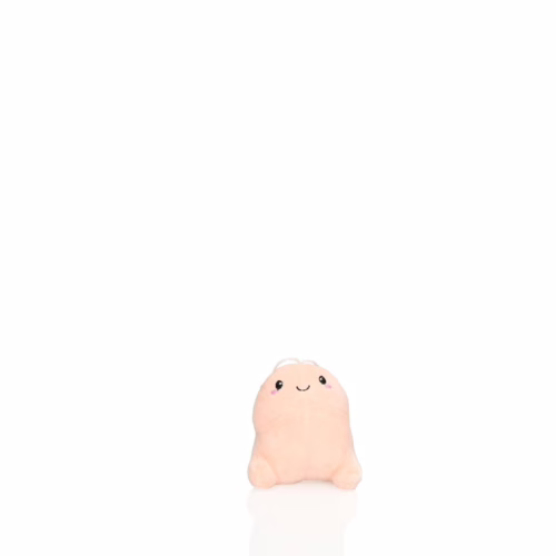 Add this adorable plush toy to your collection for a touch of charm. Cute smiling peach-colored plush toy