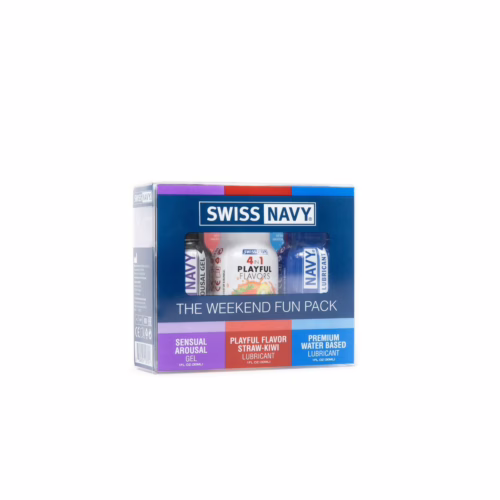 Swiss Navy Weekend Fun Pack containing sensual arousal gel and flavored lubricants