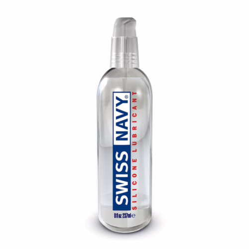 An 8 oz bottle of Swiss Navy silicone lubricant
