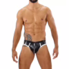 Man wearing Tof Paris Pilot Empty Bottom in black and white