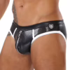 Black and white Tof Paris Pilot Empty Bottom swimwear, with zipper detail