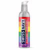 Swiss Navy silicone lubricant bottle with rainbow design