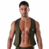 Tof Paris Patriot Chain Vest in green, worn by a model showcasing its unique design