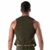 Back view of a man wearing a green Tof Paris Patriot Chain Vest