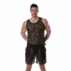Black lace tank top worn by a model