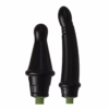 Explore pleasure with these sleek, high-quality vibrators. Two black silicone vibrators with green bases