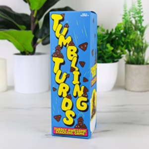 Get ready for a hilarious game night with Tumbling Turds, perfect for family fun! Gift Republic Tumbling Turds game box with colorful design