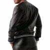 Tof Paris Pilot Bomber in black and white, shown from the back with textured fabric