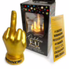 Celebrate achievements with a touch of humor using the Golden F-U Finger Trophy! Golden F-U Finger Trophy, featuring a raised middle finger and a decorative box