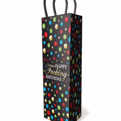 Celebrate with humor using this fun birthday gift bag! Colorful polka dot gift bag with 'HAPPY Fucking BIRTHDAY' text