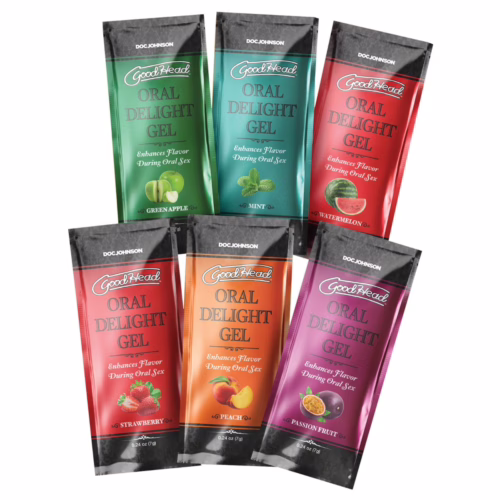 Goodhead 6 pack flavoured gel sachets with six fruit flavours for intimate enhancement