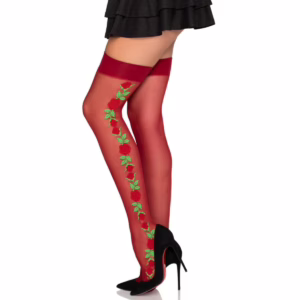 leg avenue spandex thigh highs roses red stockings hosiery