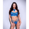 Baci strappy lace bra set in cerulean blue with longline bralette and matching panties for sophisticated style