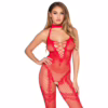 leg avenue crotchless bodystocking with heart details in red full coverage