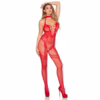 Leg Avenue Crotchless Bodystocking with Heart Red