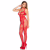 Leg Avenue Crotchless Bodystocking with Heart Red