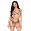 leg avenue bra top harness set with pearl g-string three-piece intimate wear