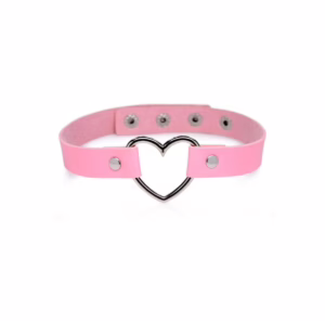 ag249-pink-001_750x429_1 Master series heart choker necklace in pink with metal heart pendant