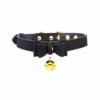 Master series golden kitty collar in black leather with gold bell