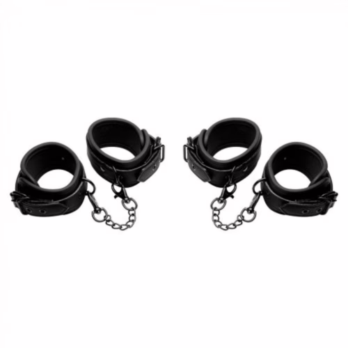 Master Series kinky comfort cuff set with padded wrist and ankle restraints for bondage play