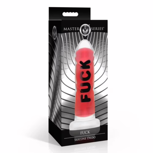 Master Series FUCK silicone dildo - premium body-safe intimate toy with ribbed shaft texture