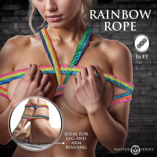 Master Series rainbow rope 16ft coreless bondage rope for beginners
