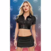 Baci police costume 4 piece black faux leather uniform role play costume set