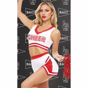 bld1412_f-1 Baci cheerleader costume 4 piece red white cropped top playful role play costume