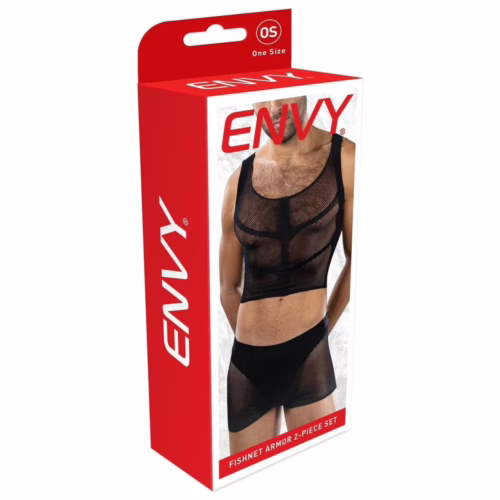 Envy Fishnet Armor 2 Piece Set Black