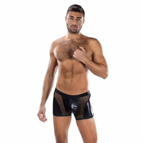 Envy Sheer Contrast Boxer Briefs - modern black boxer briefs with contrast detailing and sheer panels for contemporary style