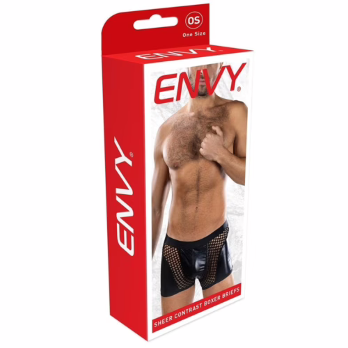 Envy Sheer Contrast Boxer Briefs Black