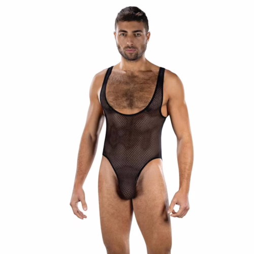Envy Fierce Deep V Mesh Bodysuit - premium black mesh bodysuit with dramatic deep V neckline for confident intimate wear