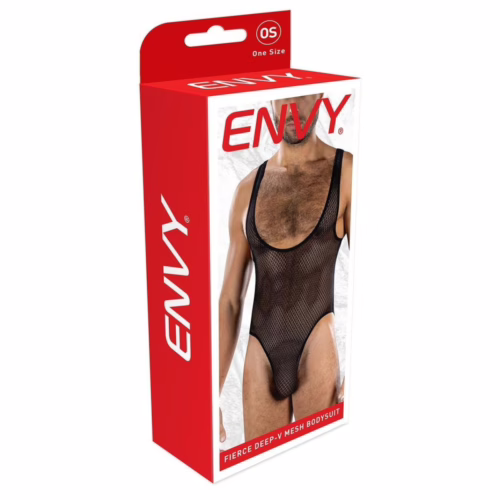 Envy Fierce Deep V Mesh Bodysuit Black