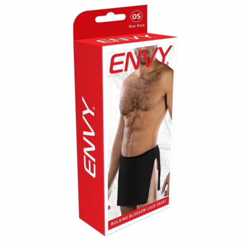 Envy Bulging Blossom Lace Skirt Black