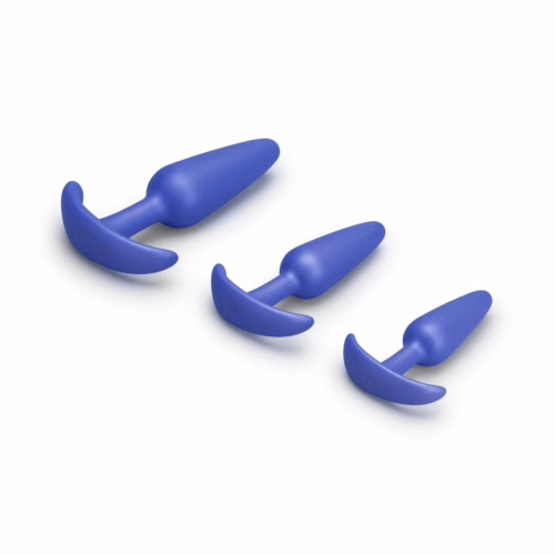 b-Vibe Butties Beginner Booty Bundle three piece blue anal training butt plug set