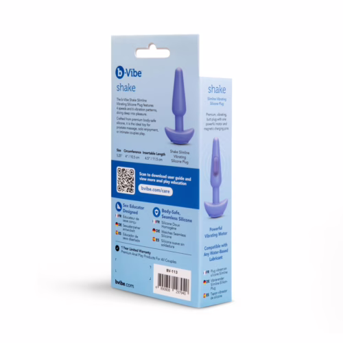 b-Vibe Butties Shake Slimline Vibrating Silicone Butt Plug Purple